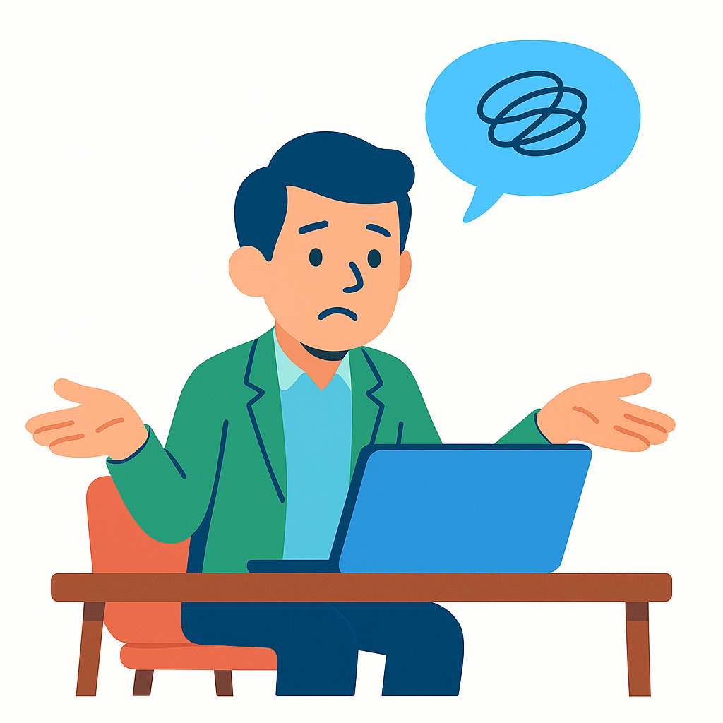 何を話せばいいかわからない問題を表現したイラスト