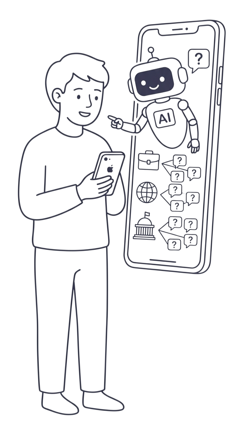 AIが最適な質問を生成するイメージ