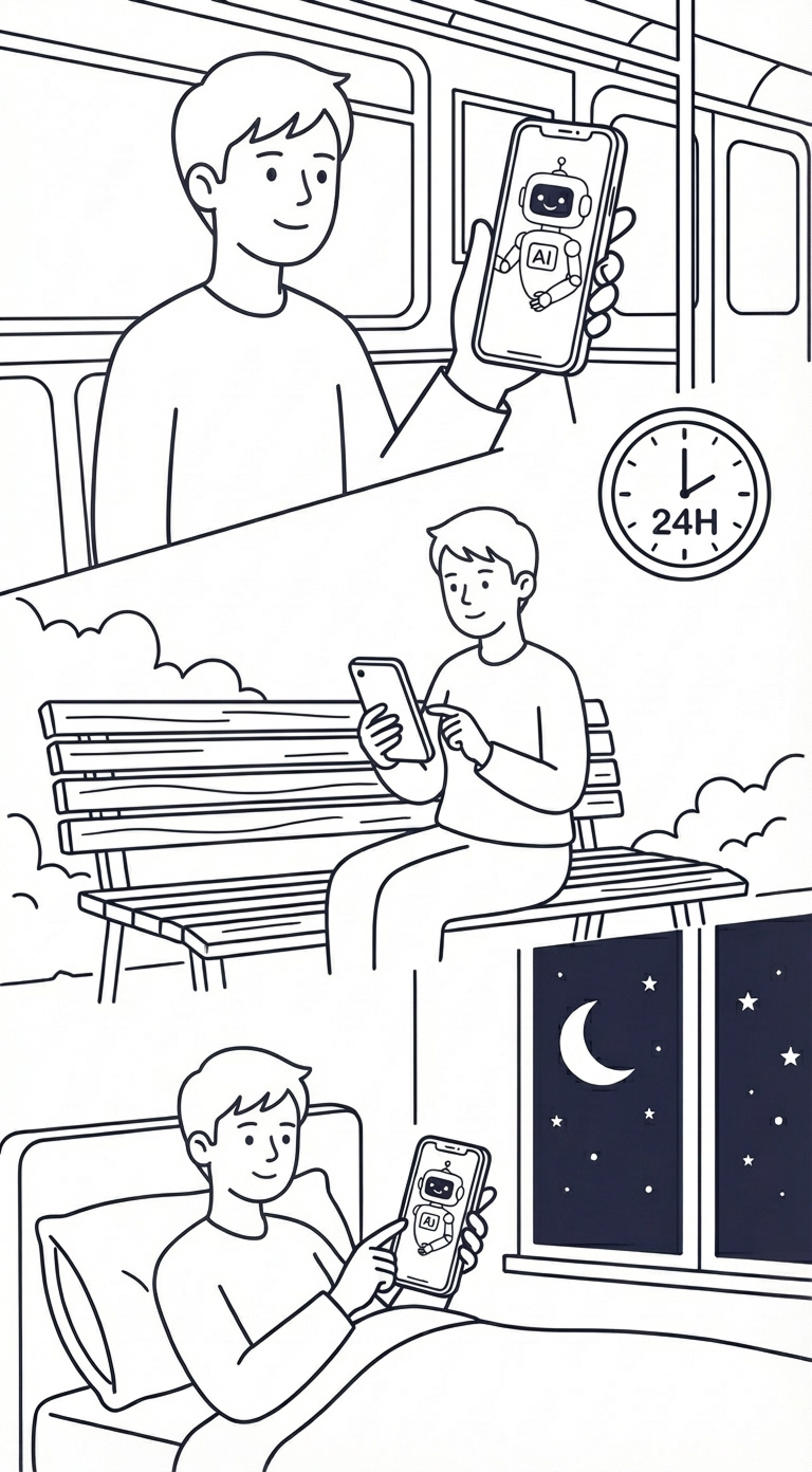 24時間いつでも練習できるイメージ